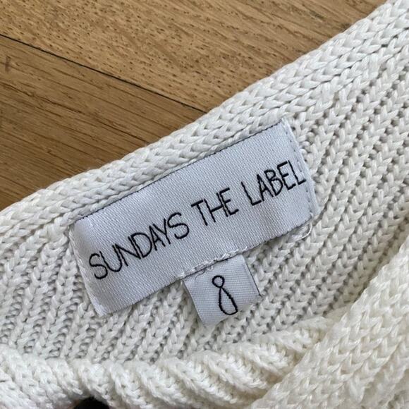 Sundays The Label - Knit Flare Sleeve V Neck Sweater in Ivory - Picture 2 of 4